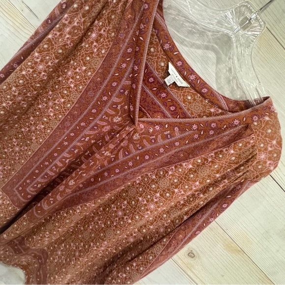 Lucky brand long sleeve burnt orange boho printed top size 2x - Picture 4 of 9